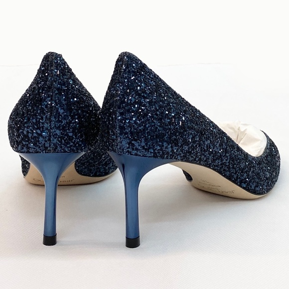 NWOB JIMMY CHOO ROMY 60 Pumps, Navy Coarse Glitter 100% Authentic Brand New - Picture 6 of 8